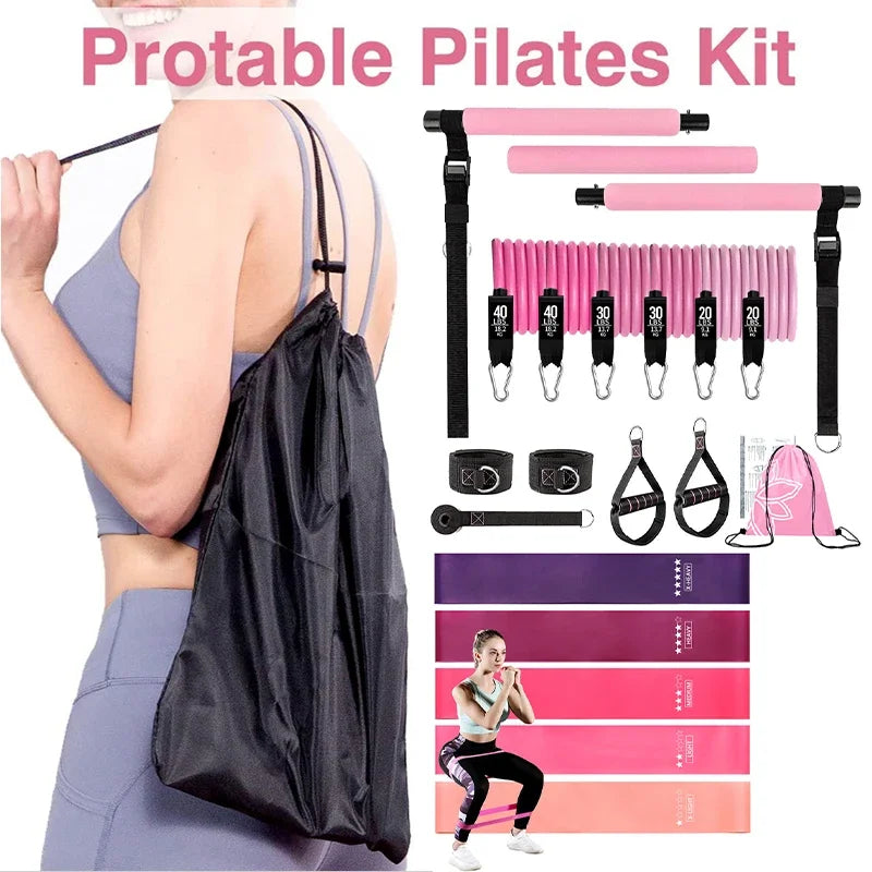 New Pilates Bar Kit with Resistance Bands Set