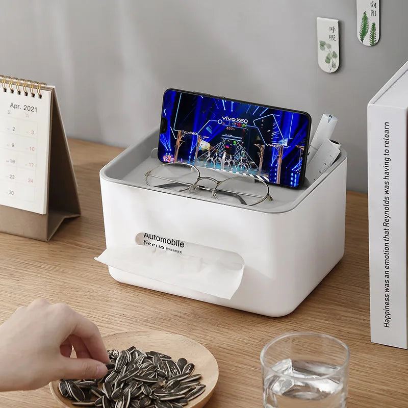 Tissue Box - Napkin Holder Remote Control Storage