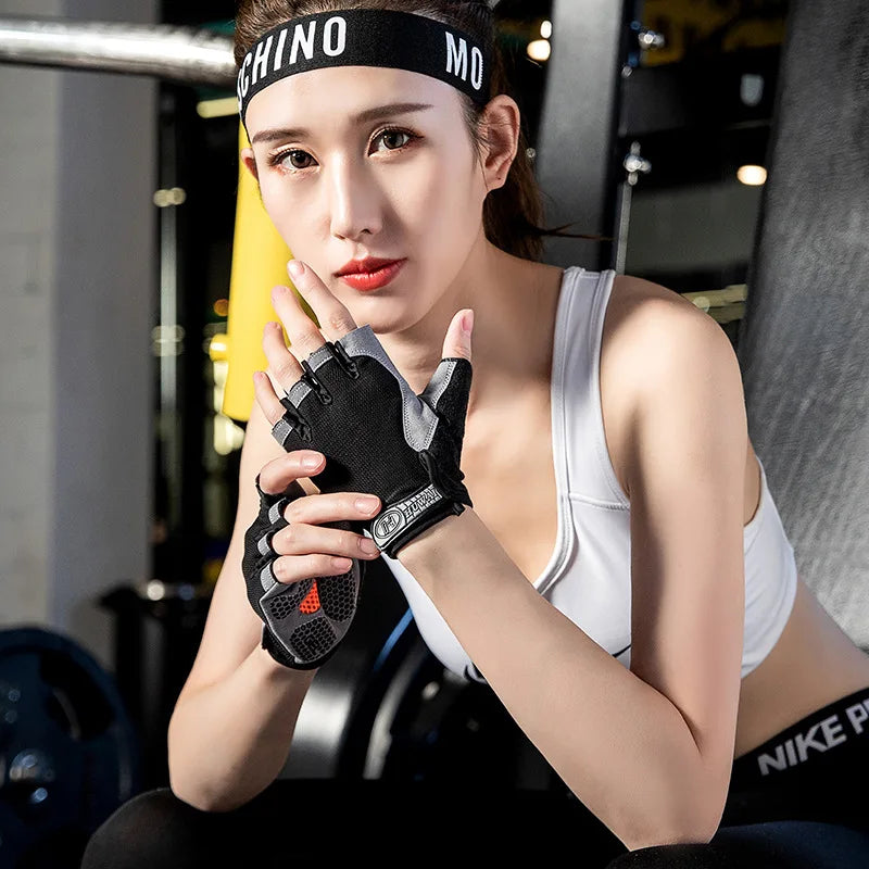 Breathable Half Finger Gym Dumbbells Gloves for Cycling and Sports - Anti-Slip, Unisex Design